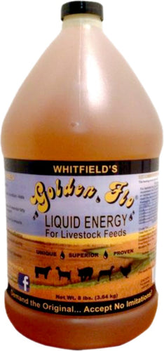 Golden Flo Liquid Energy Fat Supplement For All Livestock & Equine Animal Feeds. 1 Gallon